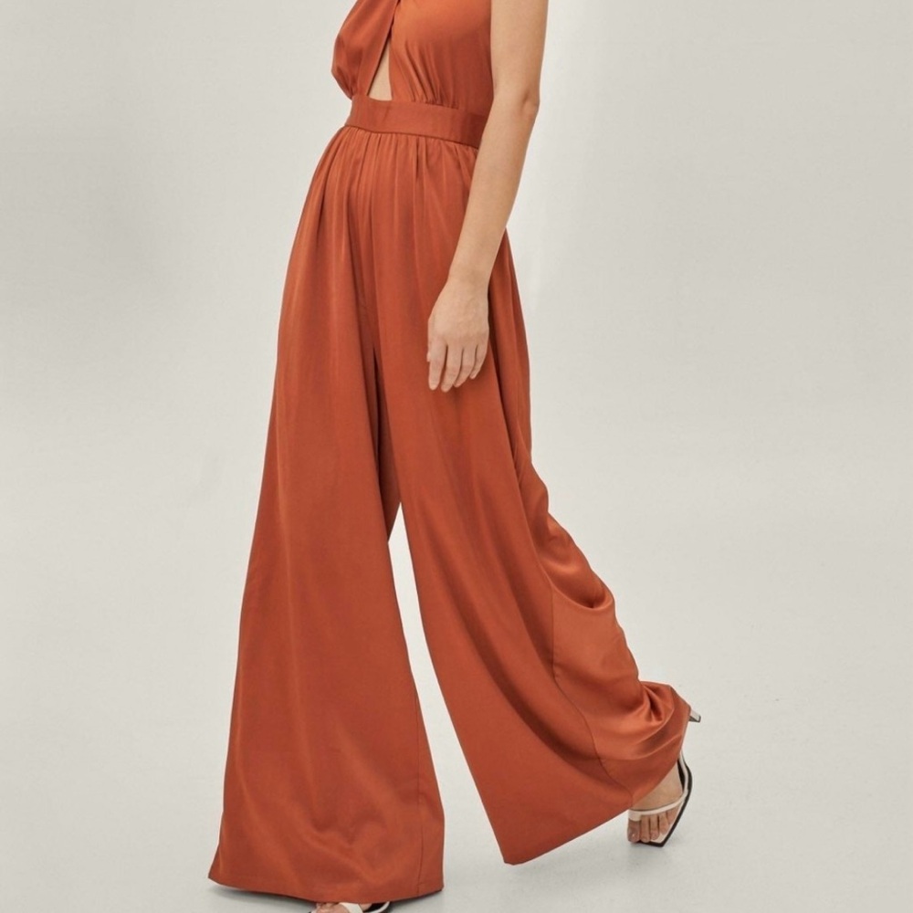 Nasty Gal orange palazzo jumpsuit